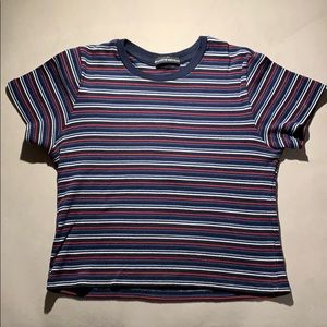 Brandy Melville Navy Red Blue White Stripe Tee